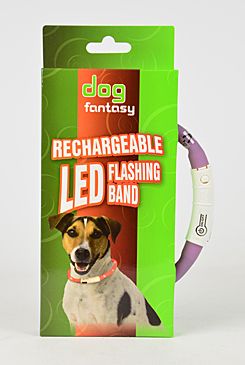 Obojek DOG FANTASY světelný USB fialový 45 cm 1ks